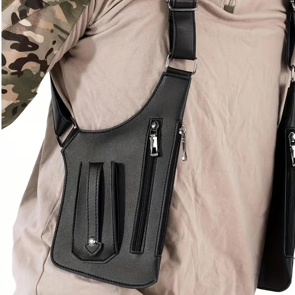 🔫 Unisex Premium Leather Shoulder Bag - Adjustable Underarm Strap
