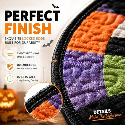 3D Halloween Rug, Candy Corn Optical Illusion Round Mat