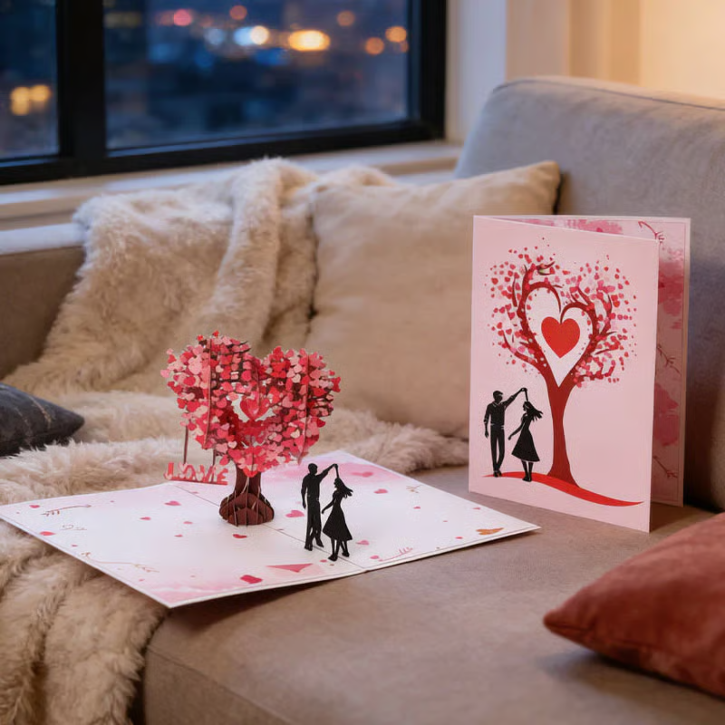 💌 3D Pop-Up Anniversary Card - Romantic Love Tree & Hearts Design💌
