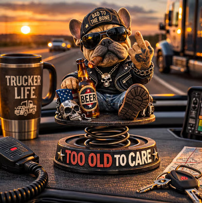 Grumpy “Too Old to Care” Bobblehead – Fun Spring-Loaded Car Dashboard Decor