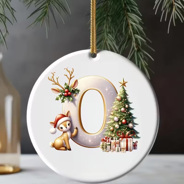🎄Personalized Christmas Reindeer Letter Ornament🦌