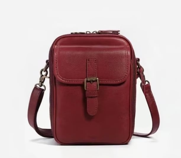 🔥Crossbody Leather Bag - Wine