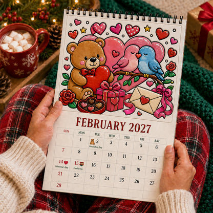 🎨Color The Year 2027: Guided Creative Calendar📅| Seasonal Guided Coloring Wall Calendar With Markers - Image 4