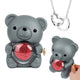 Engraved Heart Necklace - With Real Rose Bear Giftbox