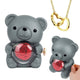 Engraved Heart Necklace - With Real Rose Bear Giftbox