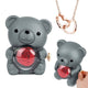 Engraved Heart Necklace - With Real Rose Bear Giftbox
