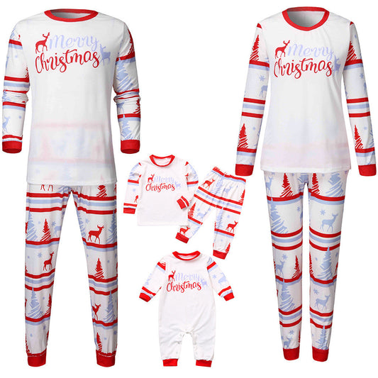 Merry Christmas Reindeer Print Xmas Snow Holiday Matching Pajamas Sets