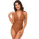 Halter V-Neck Belly Control Sling One Piece Swimsuit