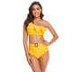 Ruffles Split High Waist Top Tie Bikini Set Swimsuit