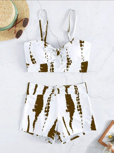 Tie Dye Bikini & High Waist Shorts Swimsuit