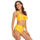 Ruffles Split High Waist Top Tie Bikini Set Swimsuit