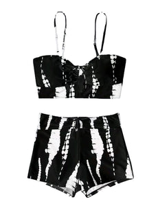 Tie Dye Bikini & High Waist Shorts Swimsuit