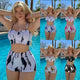 Tie Dye Bikini & High Waist Shorts Swimsuit