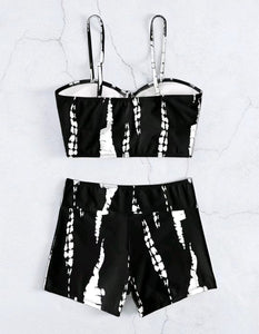 Tie Dye Bikini & High Waist Shorts Swimsuit