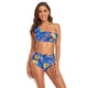 Ruffles Split High Waist Top Tie Bikini Set Swimsuit