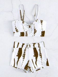 Tie Dye Bikini & High Waist Shorts Swimsuit