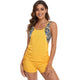 Printed Strappy T-Back Push Up Tankini Top with Shorts