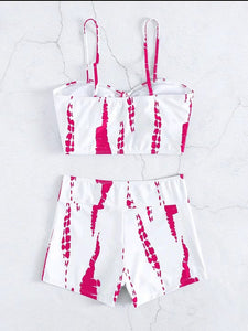 Tie Dye Bikini & High Waist Shorts Swimsuit