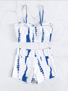 Tie Dye Bikini & High Waist Shorts Swimsuit