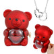 Engraved Heart Necklace - With Real Rose Bear Giftbox