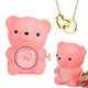 Engraved Heart Necklace - With Real Rose Bear Giftbox
