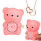 Engraved Heart Necklace - With Real Rose Bear Giftbox