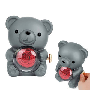 Engraved Heart Necklace - With Real Rose Bear Giftbox