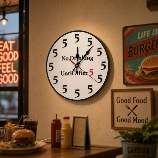 Funny "No Drinking Until After 5" Round Wall Clock