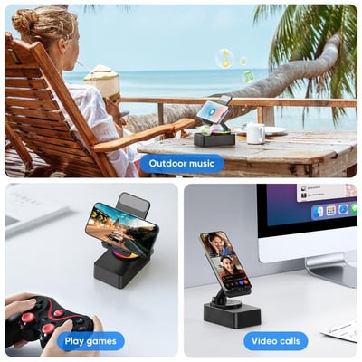 📱 Versatile Phone Stand! 🔥5-in-1 Holder with Bluetooth Speaker & Ambient Light for Relaxed Viewing
