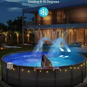 Solar Pool Fountain with Lights Dual Arc - Above/Inground Pool Fountain Lights with Remote Control