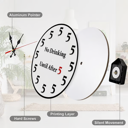 Funny "No Drinking Until After 5" Round Wall Clock
