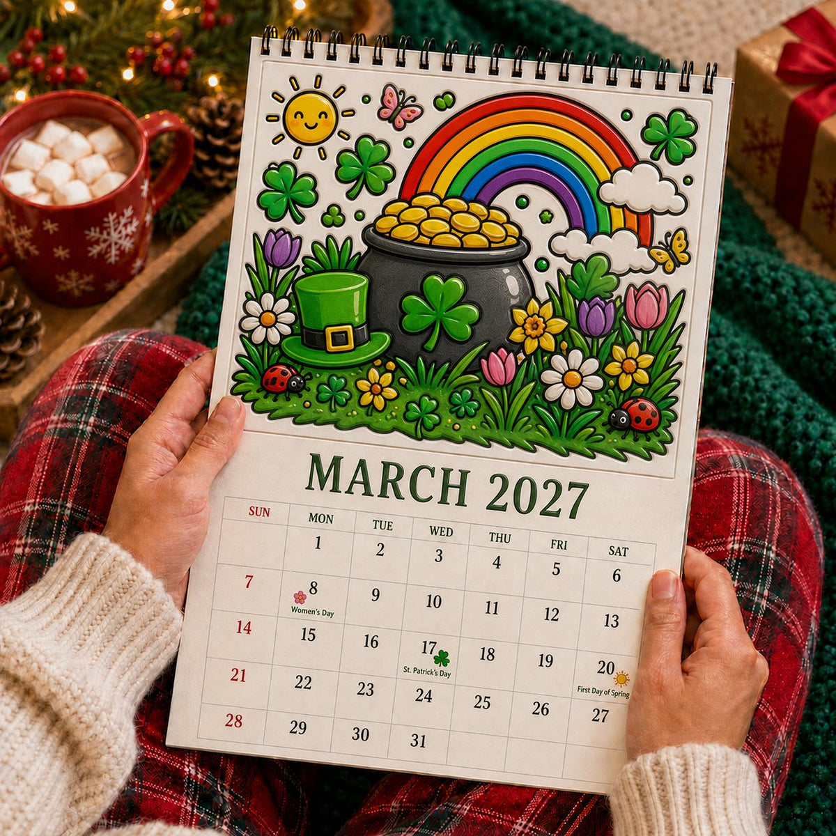 🎨Color The Year 2027: Guided Creative Calendar📅| Seasonal Guided Coloring Wall Calendar With Markers - Image 5