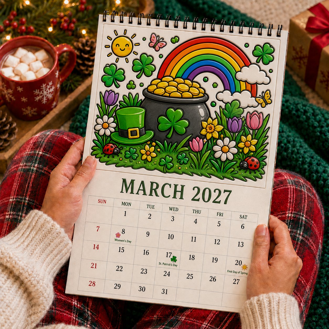🎨Color The Year 2027: Guided Creative Calendar📅| Seasonal Guided Coloring Wall Calendar With Markers - Image 5
