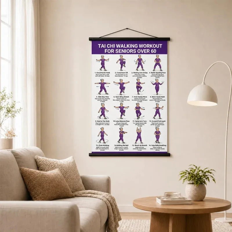 🧓📋 Tai Chi Workout Poster for Seniors – 16 illustrated exercises, standing or seated, large text – easy to follow. 💪 - Image 6