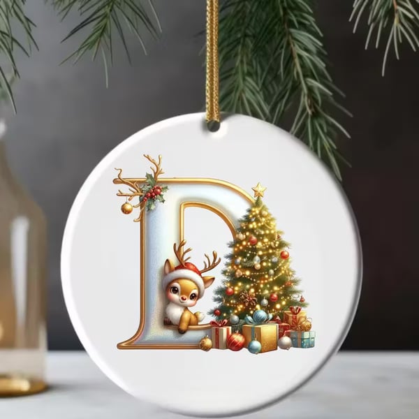 🎄Personalized Christmas Reindeer Letter Ornament🦌