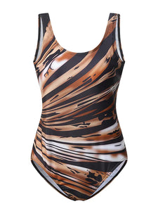 Women's Swimwear One Piece Monokini Bathing Suits Plus Size Swimsuit Tummy Control High Waist for Big Busts Rainbow Black Purple Brown Strap Bathing Suits Sports High-Waisted / New / Padded Bras