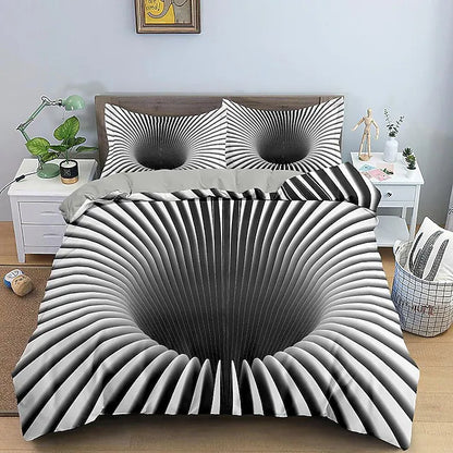 Duvet Cover Set 3D Vortex Print Bedding Set Geometric Comforter Cover Bedspread Cover with 2 Pillow Shams Microfiber Quilt Cover Breathable Mashine Washable Queen/King /Twin/Single Size coverlet