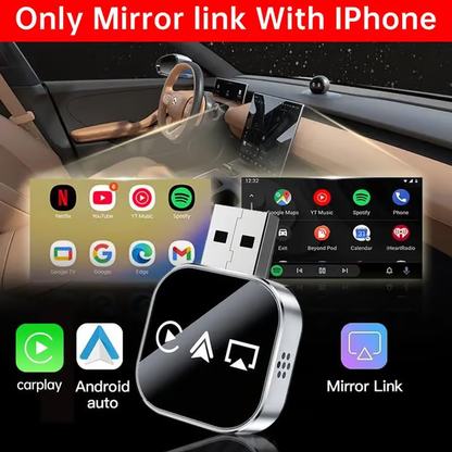 📶 2026 Upgrade 3 in 1 Screen Mirror iOS Phone, wired to wireless Carplay adapter