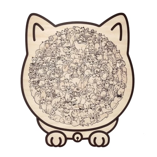 (💖The perfect gift for cat lovers) 🔥🐈135-Pieces Morandi-Colored Cat Shaped Wooden Jigsaw Puzzle🐾