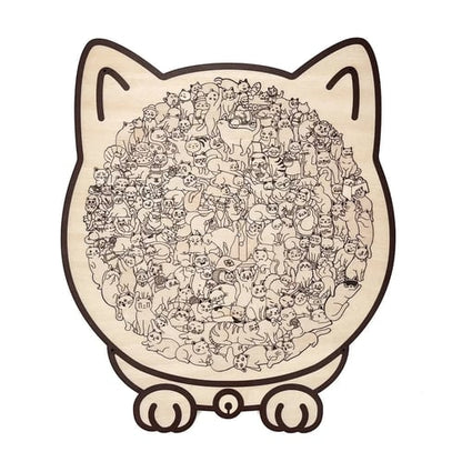 (💖The perfect gift for cat lovers) 🔥🐈135-Pieces Morandi-Colored Cat Shaped Wooden Jigsaw Puzzle🐾