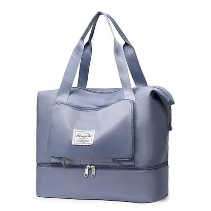 Unisex Tote Travel Bag Top Handle Bag Oxford Cloth Shopping Daily Holiday Zipper Tiered Large Capacity Solid Color Black Pink Blue