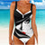 Women's Swimwear One Piece Monokini Bathing Suits Normal Swimsuit High Waisted Abstract Black Padded V Wire Bathing Suits Sports Vacation Sexy / New