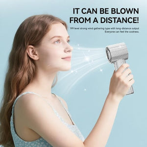 🏆Flash Sale⚡ 50K+ SOLD! Almost Gone-💥Full Diamond Luxury Craftsmanship Portable Handheld Turbo Fan, 3 Gear Wind, Rechargeable Long Battery Life Hand Fan With Digital Display For Outdoor Activities, Travel, Office,Wonmen's gift