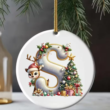🎄Personalized Christmas Reindeer Letter Ornament🦌