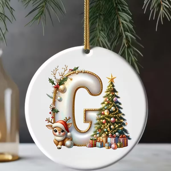 🎄Personalized Christmas Reindeer Letter Ornament🦌