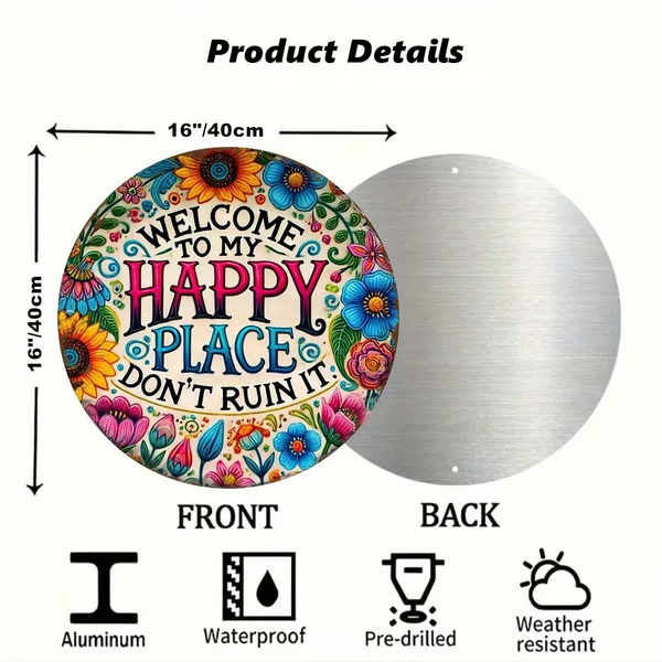🔥Welcome to My Happy Place – Metal Wall Sign