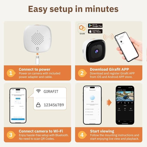 🔥🔥3MP 2K Window Camera,2.4GHz & 5GHz WiFi Indoor Cameras for Home Security with ChromaMax Al Color Night Vision