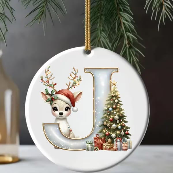 🎄Personalized Christmas Reindeer Letter Ornament🦌