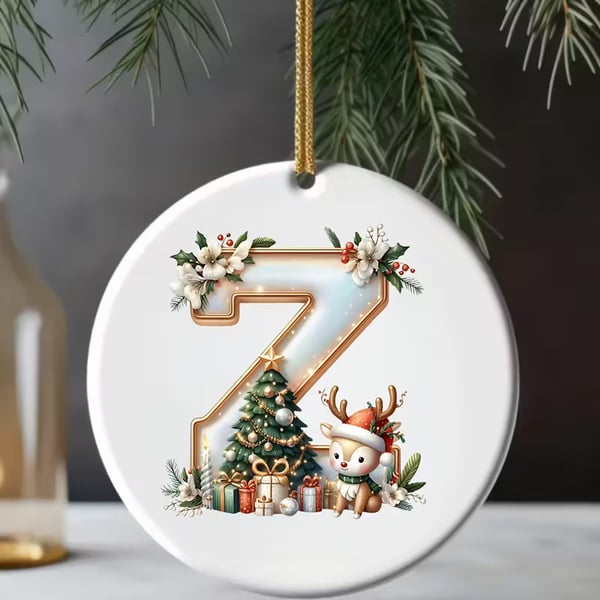 🎄Personalized Christmas Reindeer Letter Ornament🦌