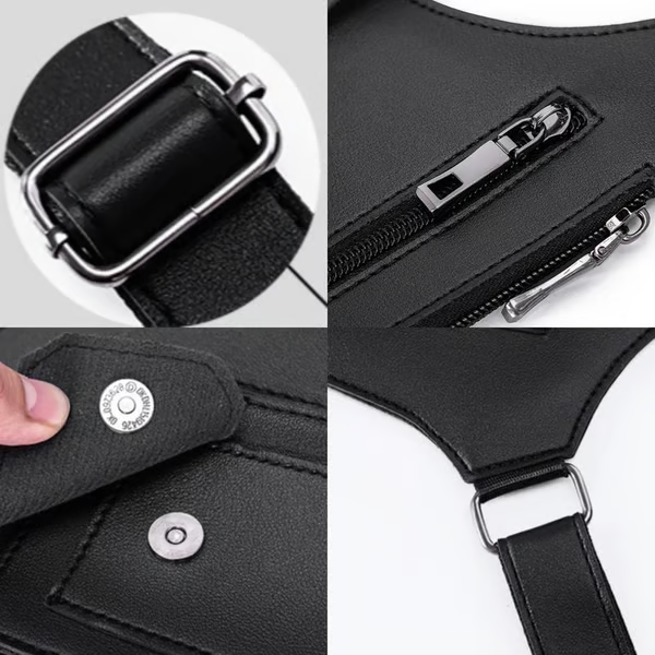 🔫 Unisex Premium Leather Shoulder Bag - Adjustable Underarm Strap
